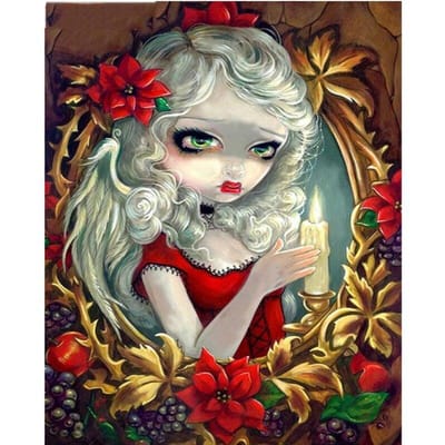 Volledige diamant borduurwerk  Cartoon bloemenmeisje  5D Diamond schilderij kruissteek mozaïek naald 20X30CM beige
