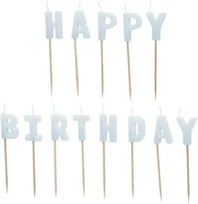 Happy Birthday taart kaarsjes blauw
