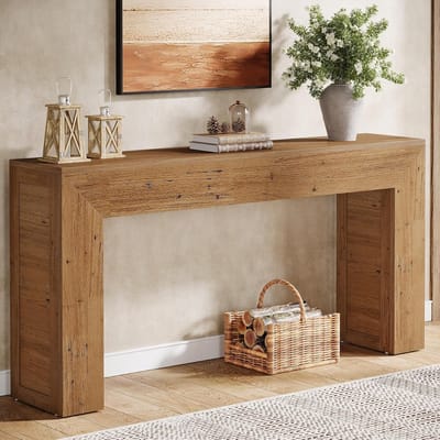 Tribesigns Consoletafel - Sidetable - Hout - Lichtbruin - Smalle Sofatafel - 160 x 30 x 80 cm - Console Tafel voor Hal, Woonkamer, Entree