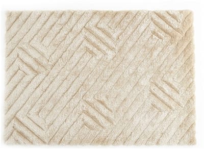 Vente-unique Hoogpolig shaggy vloerkleed met reliëf - 160 x 230 cm - Gebroken wit - MAZE