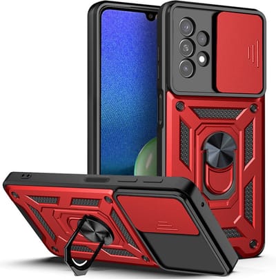 Coverup Hoesje - Geschikt voor Samsung Galaxy A13 4G Hoesje - Coverup Armor Ring Kickstand Back Cover met Camera Shield - Rood