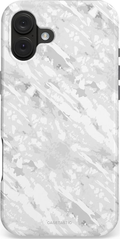 Casetastic hoesje geschikt voor Apple iPhone 16 Plus - MagSafe - Dubbellaagse bescherming - Winterse Camouflage - Fashion Case - Lichtgrijs Wit