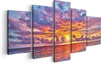Artaza Canvas Schilderij Vijfluik Zonsondergang Op Het Strand In De Malediven - 100x50 - Foto Op Canvas - Canvas Print
