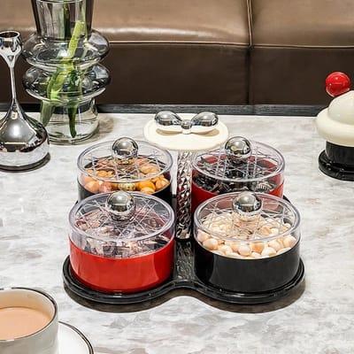 Gedroogd Fruit Schaal Licht Luxe Creatieve Voedselkwaliteit Fruitschaal met Deksel Huishoudelijke Noten Snoep Snack Schaal Verfrissingsschaal Snackschotel