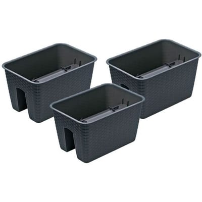 PROSPERPLAST 3 railing bloempotten (Rechthoekig, antraciet, 39,6 x 27,2 x 22,5 cm)