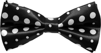 Fako Fashion® - Vlinderstrik - Vlinderdas - Print - 12cm - Zwart/Grote & Kleine Witte Stippen
