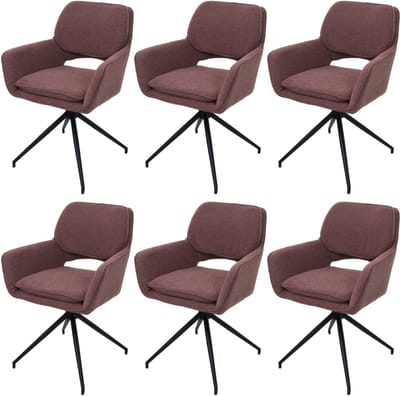 Set van 6 eetkamerstoelen MCW-N74, keukenstoel, draaibaar met automatische terugvering, stof bouclé (540g/m²) Oeko-Tex ~ lichtbruin