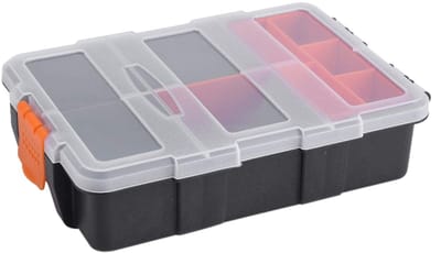 Dailygoods- Opbergdoos Dubbellaags - Kunststof Organizer - Gereedschapskist - Opbergdoos met Vakken - Doorzichtig Deksel - Voor Kleine Onderdelen - Opbergkoffer