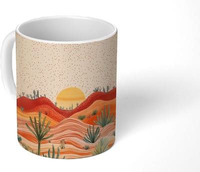 Mok - Koffiemok - Landschap - Heuvels - Zonsondergang - Mokken - 350 ML - Beker - Koffiemokken - Theemok