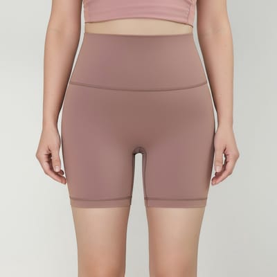 Dames zomer yogashort-hoog taille-elastisch-heupvormend-huidvriendelijk fitnesskleding——Schemerroos, S