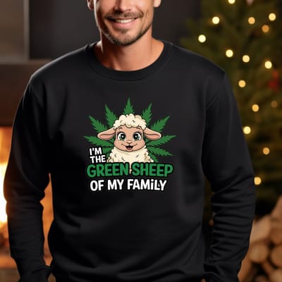 Sweater Zwart uniseks- Maat S- I'm the green sheep of my family- warme sweater.