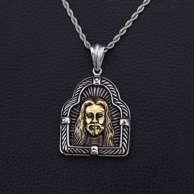 Gepersonaliseerde Heren Lange Haren Jezus Ketting Hanger Ketting Accessoires gray