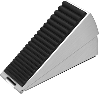 Deurstopper van roestvrij staal - Robuuste deurstopper - Metalen deurstopper - Verstelbare veerdeurstopper - Voor deuronderkant - Veer antislip rubber - Voor deurspeling van 0,2"-3" Deurstopper - Past op elke robuuste deur - Zilver