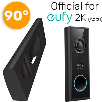 Made for EUFY - Universele 90° Hoekbeugel wig voor slimme camera deurbel // Zwart Kunststof // Inclusief schroeven // Geschikt voor Slim T8220 / Dual T8213 / E340 T8214 / 2K Wired T8200 / 2K Wireless T8210