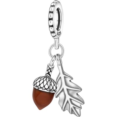 Koperen Metaal Herfstblad Eikel Hanger Kralen Componenten Armband Hoge Kwaliteit Fijne Sieraden Bedel Kralen Componenten Compatibel Met Vrouwen Hoge Kwaliteit white