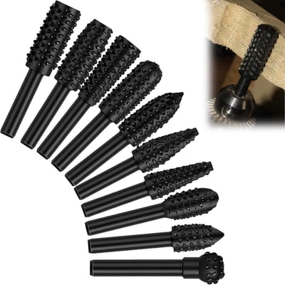 Allecto Plus - Houtfreesset met 10 stuks: houtrasp, kogelfrees, rotatiefrees