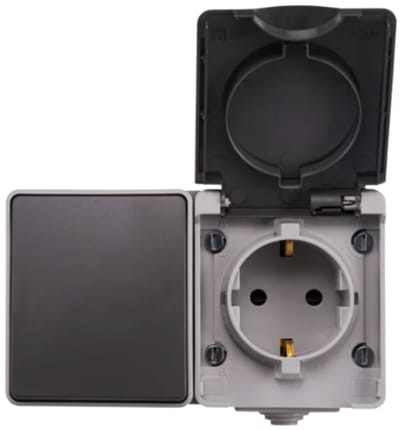 Opbouw Combi wandcontactdoos en wisselschakelaar | IP55 - Grijs