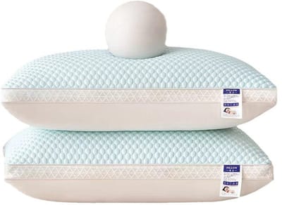 sierkussens - Koel Kussen - Set van 2 Memory Foam Hoofdkussens - Verstelbare Vulling - Koelende Afneembare Hoes - Ergonomisch Slaapkussen voor Zij-, Rug- en Buikslapers - blauw