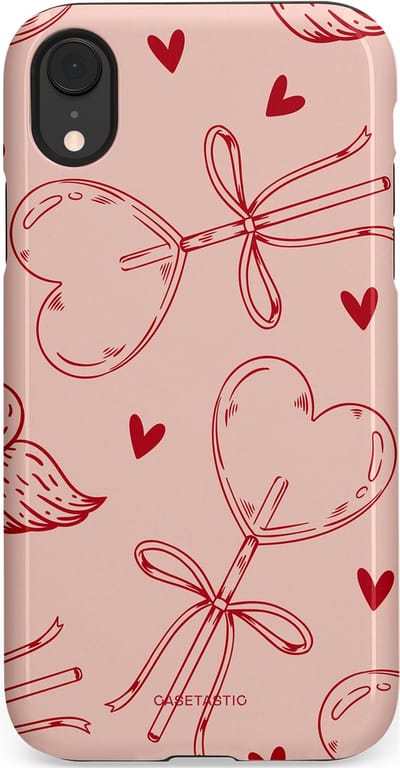Casetastic Hoesje Geschikt voor Apple iPhone Xr - Stijlvolle Beschermende Duo-layer Case - Zoete strikjes