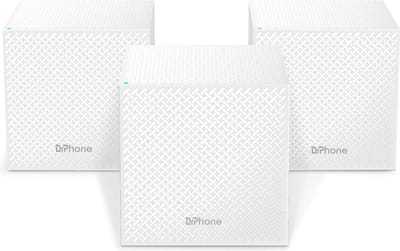 DrPhone NOVA2 – Mesh WiFi 6 Router + 2x Satelliet - AC2100 - Zakelijk - 500 M² Bereik – Verbinding Met 120 Apparaten – WiFi Netwerk Met Ouderlijke Toezicht – Met Gastnetwerk - Wit
