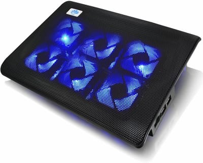 Laptop Cooling Pad met 6 Ventilatoren en Blauw LED-licht - Ideaal voor Gaming en Bescherming tegen Oververhitting