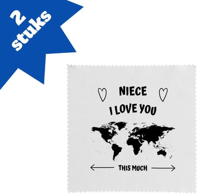 Akyol - niece i love you this much brillendoekjes - Nicht - geweldige nicht - liefste nicht - verjaardag - cadeau - kado - bedankje - geschenk - 17,8 bij 17,8 cm - 2 stuks