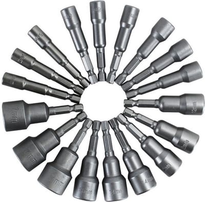 Metrische 1/4 "Schacht Magnetische Steeksleutel Set Sockeladapter Hex Boor (6/7/8/10/12/13/14/15/17 / 19mm) 10 stuks