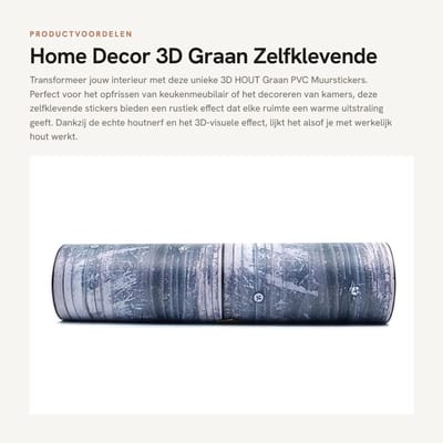 Dailygoods- Muurstickers 3D Hout Graan - Zelfklevend PVC - Waterdicht - Eenvoudig te Reinigen - 20cm x 5m - Veilig en Milieuvriendelijk - Wanddecoratie