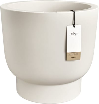Elho Amber Grail 47 - Grote Bloempot voor Binnen & Buiten - 100% Gerecycled Plastic - Ø 47 x H 44.5 cm - Linen white