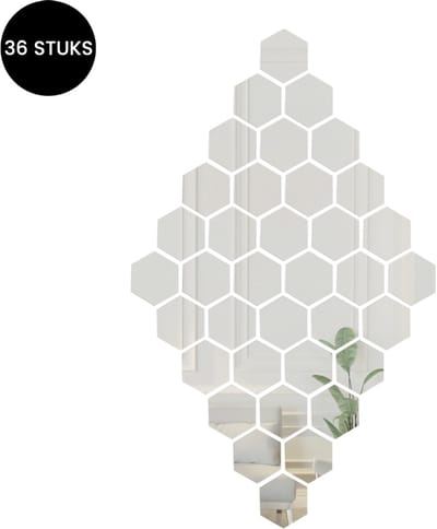 Purepeak Zelfklevende Plakspiegel Set 36 Stuks - Passpiegel - 10 x 8.7 x 5 cm - Groot - Deur