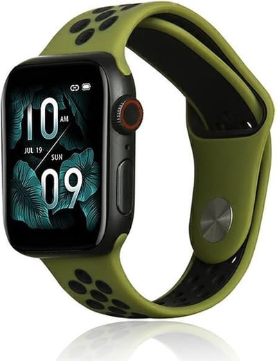 Beline Apple Watch Sport Siliconen band 38/40/41mm groen-zwart groen/zwart