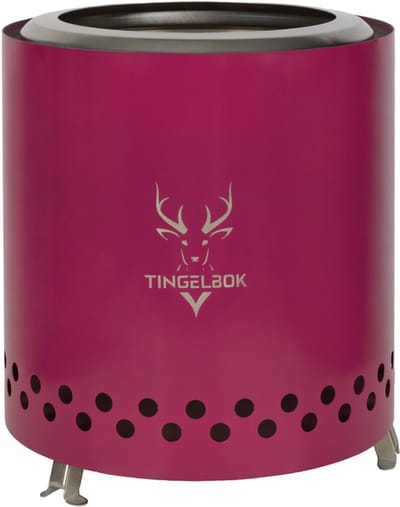 TINGELBOK Ember Pink Edition – Rookarme vuurkorf Ø22 cm – Compact voor balkon, tuin & camping – Incl. beschermhoes