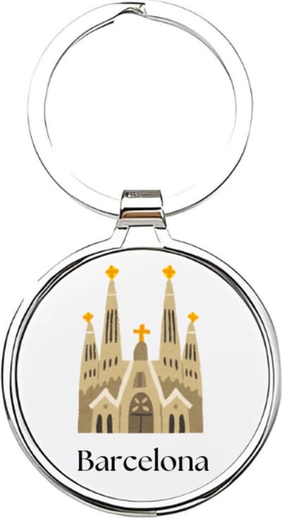 Akyol - barcelona Sleutelhanger - Vakantie - vakantiegangers - barca - spanje - catalonië - vakantie - spain - europa - europese steden - mar i muntaya - 4 x 7,5 CM