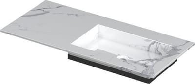 INK Post wastafel in keramische slab met envelop bodem wasbak rechts zonder kraangat 100x45x1cm, statuario glans