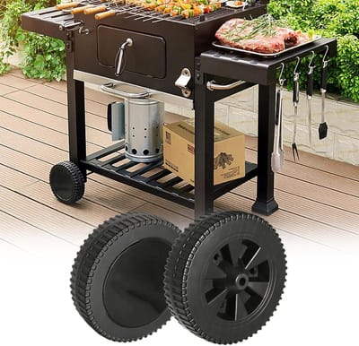 Grillwielen reserveonderdelen - 2 stuks 7 inch gasgrillwielen - kunststof wielgrill onderdelen met wielafdekking - geschikt voor Char-Broil