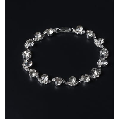 Mode, Volledig Diamant Bruids Sieraden Dames, Elegante Glanzende Strass Golf Armband gray