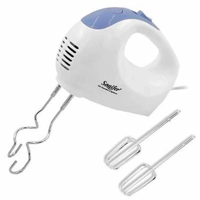 Sonifer SF-7004 Handmixer – 150W – 5 Snelheden – Kloppers & Deeghaken – Wit/Blauw