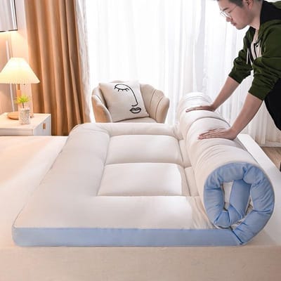 Verdikte Futonmatras - Slaapkussen Logeerbed - Comfortabel Slapen - Opvouwbaar Draagbaar - 100x200cm - Grijs