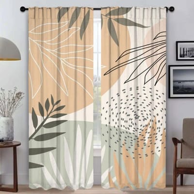 Beknopte Stijl Planten Verduisterend Gordijn voor Kamer 2 Panelen Moderne Woonkamer Gordijnen Scheidingswand Halloween Decoratie Shades Keuken W50xH70cmx2pcs-CL