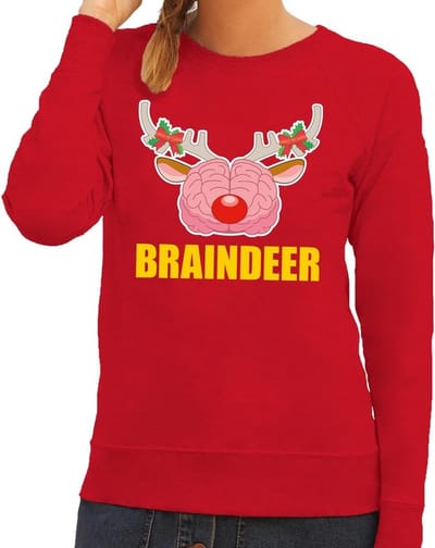 Foute kersttrui / sweater braindeer rood voor dames - Kersttruien XS