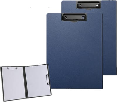 Vouwbare Clipboard Set van 2, Waterdichte Bestandenmap voor A4/A3, Schrijfclip met Metalen Clips voor Horizontaal en Verticaal Gebruik (Blauw)