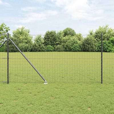 vidaXL - Euro-hek - met - grondpennen - 25 - x - 1 - m - PVC-Coated - Staal - Grijs - Mesh