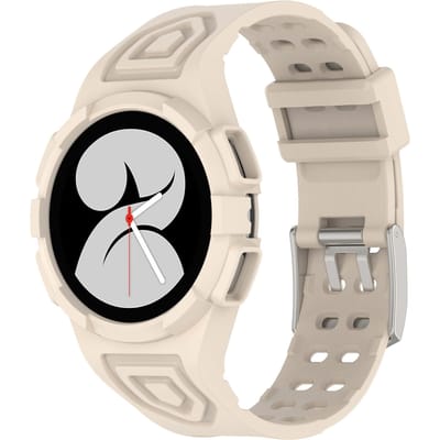 Samsung Galaxy Watch 4 44mm siliconen bandje met frame (ivoor wit)