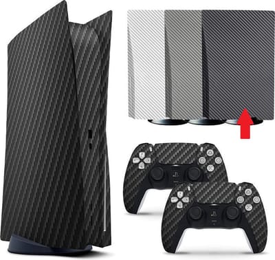 Gadgetpoint - Console & Controller Stickers voor PS5, PlayStation 5 - Performance Gaming Skin - Bescherming Accessoires - Carbon - Zwart