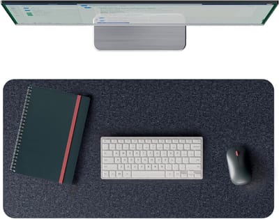 Famanu – Grote vilten bureauonderlegger 70 x 36 cm - antislip en zacht oppervlak - grijs