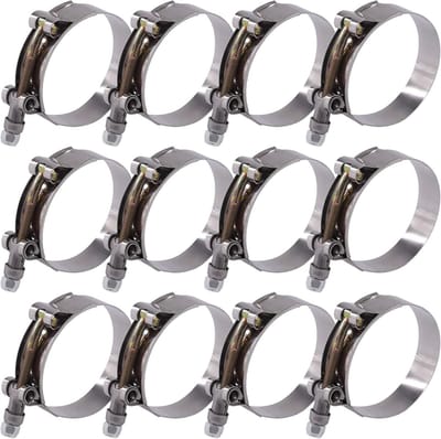12 Stuks RVS T-Bolt Slangklemmen 63-71mm voor Turbo Inlaat en Intercooler Slangen