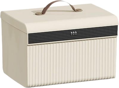 Vergrendelbare Opbergdoos - Kluis Box - Veilige Opslag - Dubbele Laag - 20 x 22 x 20 cm - Romig