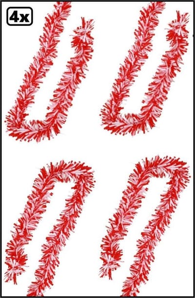 4x PVC folie draai guirlande rood-wit 5 meter BRANDVEILIG