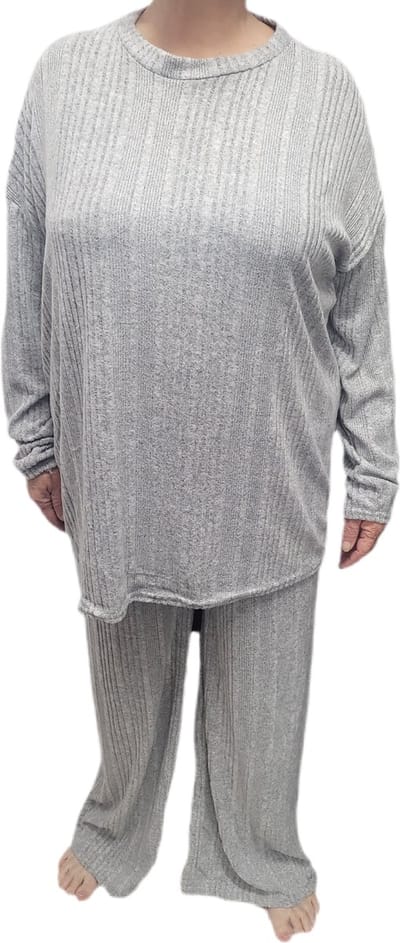 Dames - Huispak - Loungepak - Set 2 delig - Comfy Set - Grote maten - Kleur - Lichtgrijs - Maat One Size 42 t/m 60