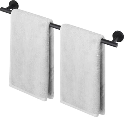 Zwarte handdoekhouder 60 cm voor badkamer en keuken - Roestvrij staal wandmontage
